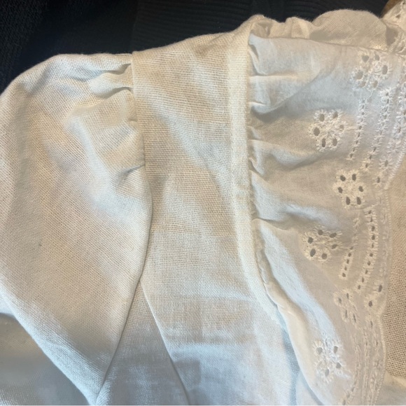 White Ruffled Square-Neck Button Front Top - Picture 6 of 6